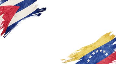 Beyaz Arkaplanda Küba ve Venezuela Bayrakları